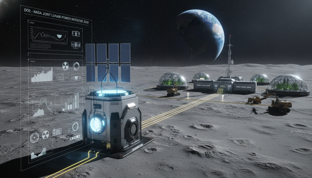 Illustration of the Lunar Fission Surface Power System deployed on the Moon surface.