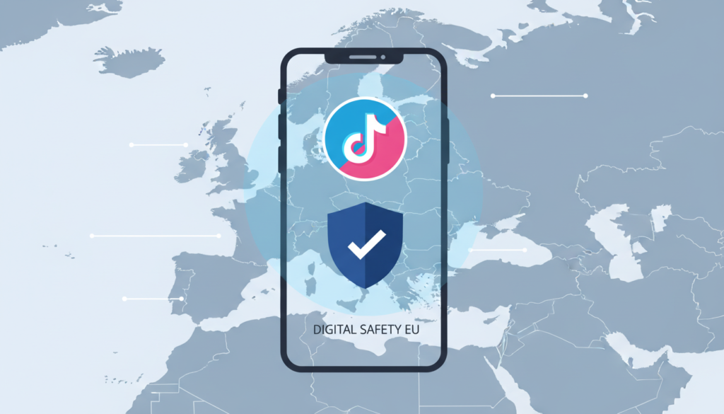 TikTok app interface displaying new age verification security shield with European map background